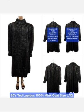 70's Luxury Ted Lapidus 100% Mink Coat Size L/XL